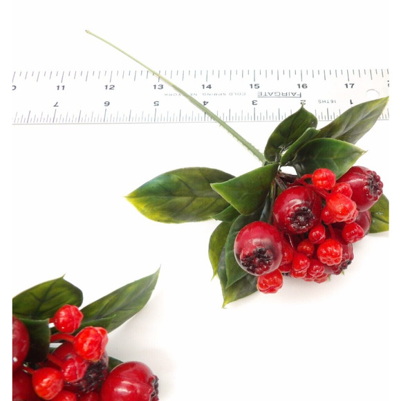 Mixed Lot Red Faux Berries on Floral Picks Holiday Winter Craft Decor - Picture 5 of 6
